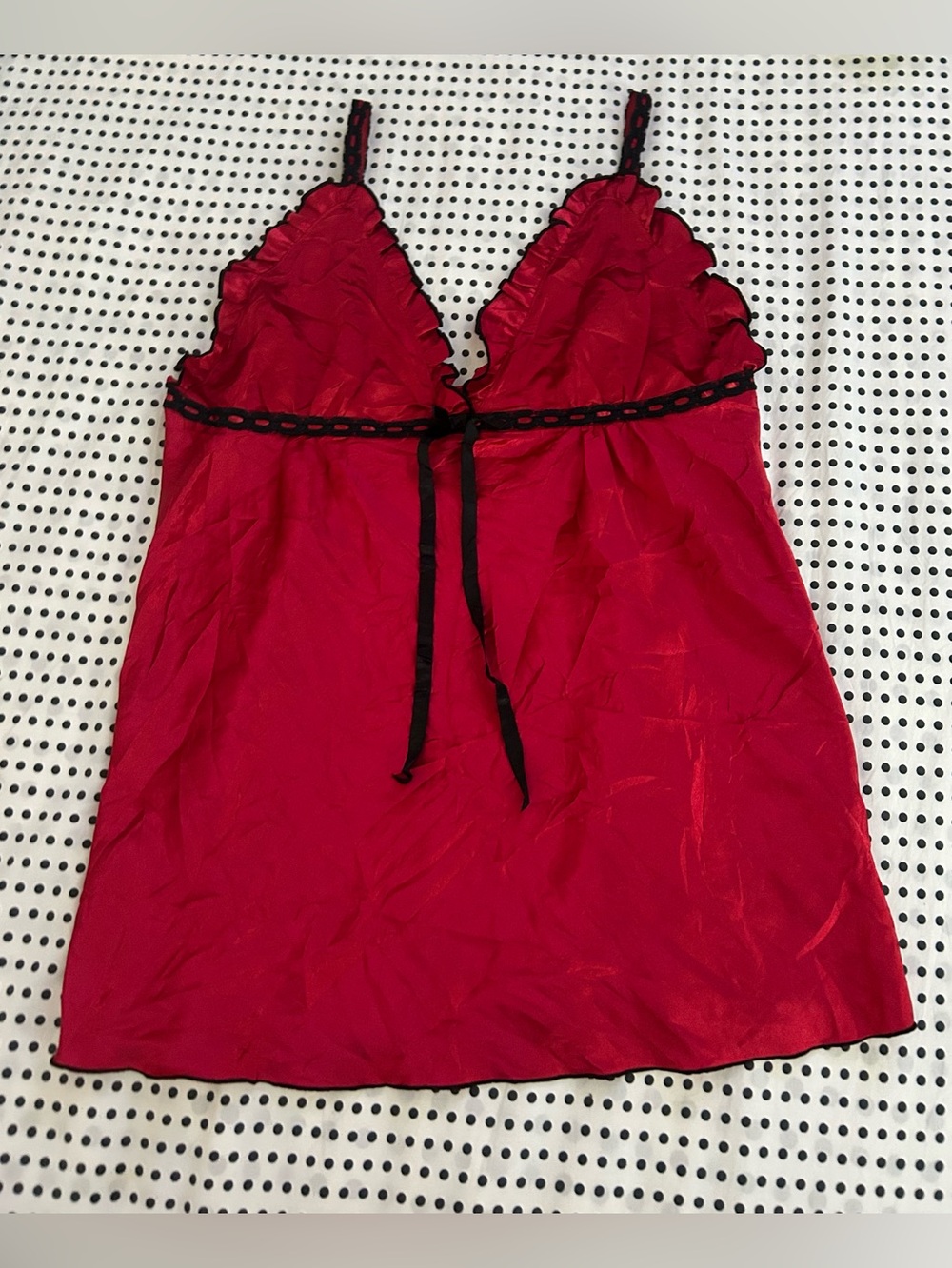 Vintage 2000s deep red lace trim babydoll chemise
